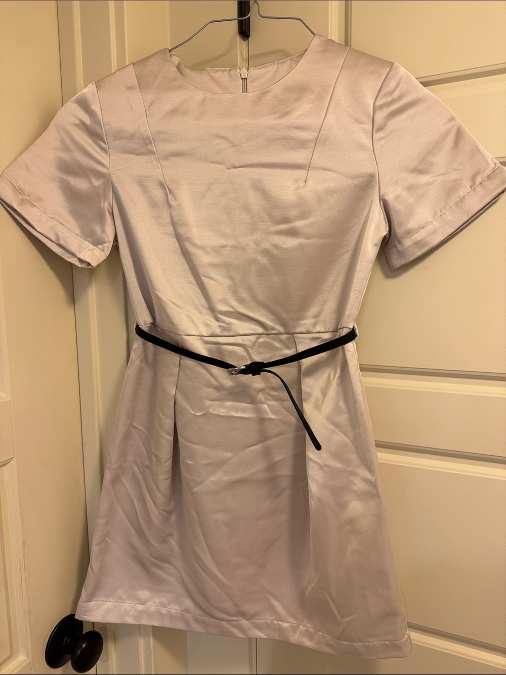 H&M Women's Taupe Short-Sleeve Belted Dress